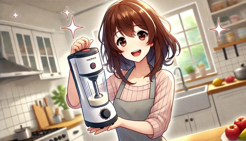 ハンドブレンダーコードレスを持っている女の子