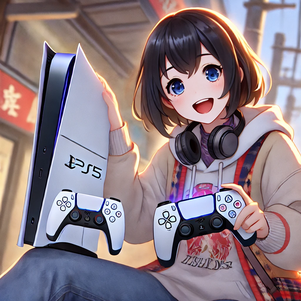 PS5のデジタル版を持っている女の子