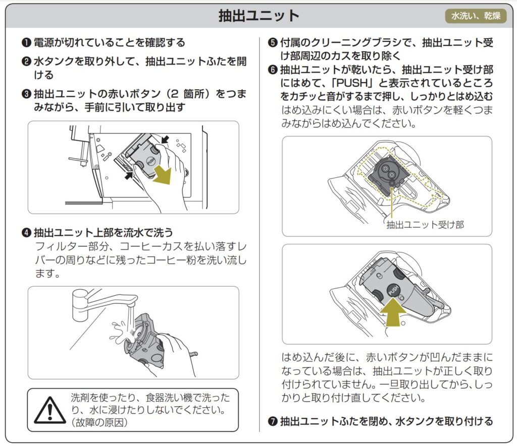 抽出ユニットの掃除